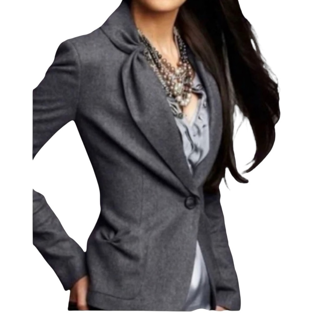 Talbots Gray Blazer with Bow Details